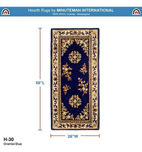 Alfombra De Hogar De Lana Oriental Azul De Minuteman Interna