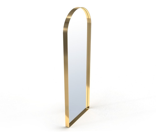 Espelho Oval Base Reta Com Moldura Metal 150x60 Sob Medida Moldura Dourado