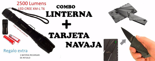 Linterna Tactica 2500 Lumens + Regalo Navaja Y Reg.bat.