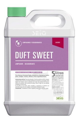 Desodorante De Pisos Limpiador Desinfectante Duft Sweet 5 Lt