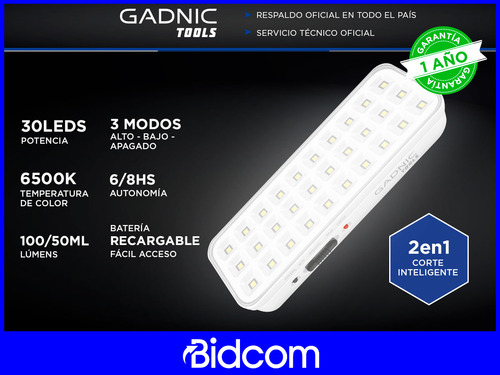 Luz De Emergencia Gadnic Modo Automático 30 Leds Seguridad