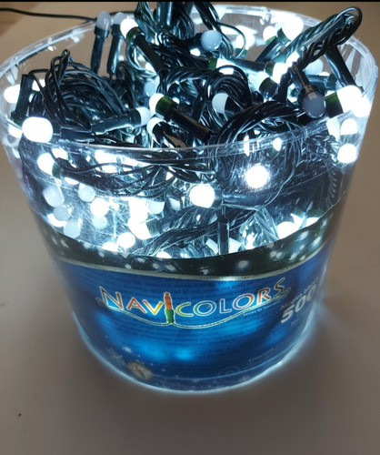 Imagen 5 de 6 de Serie Navideña 500 Luces Led Foco 8mm Blanco Cable Verde