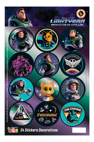 Plancha De Stickers Buzz Lightyear 24 Unidades