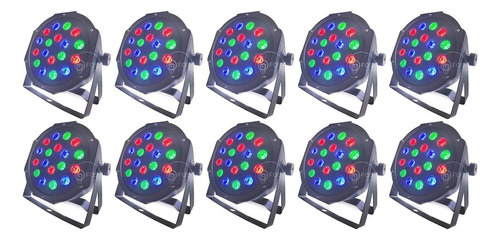 10x Canhão Refletor Par64 Led 18x1w Cree Rgb Dmx Dj Festas 110v/220v