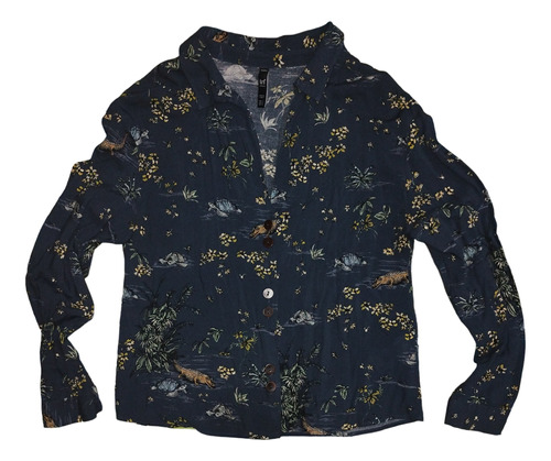 Camisa Zara Trafaluc Trf Talle S Estampado Flores Tortugas 