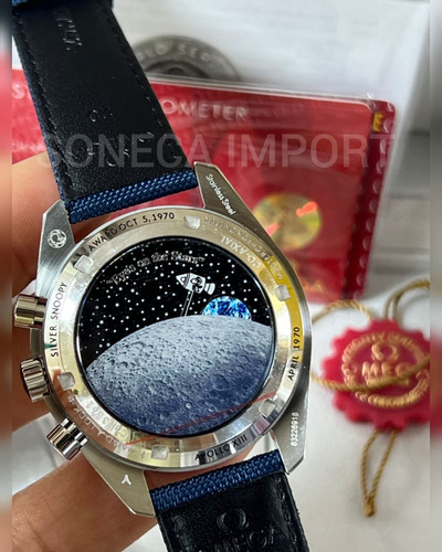 Relógio Omega Snoopy Super Eta 2 Pulseiras Foguete Se Move Azul-escuro Prateado Branco (Recondicionado)