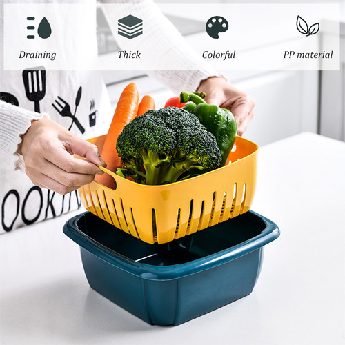 Colador De Cocina Plegable 2 En 1 Y Cesta Con Tapa