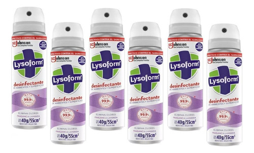 Lysoform Desinfectante Bolsillo Ambient Lavanda 55ml Pack X6