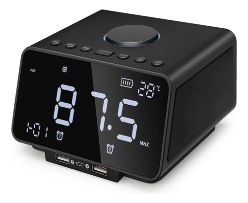 Reloj Despertador Led, Radio Fm, Con Reproductor De Altavoz