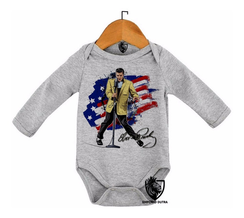 Kit 2 Body Roupa Nenê Elvis Presley Bandeira Eua Musica 