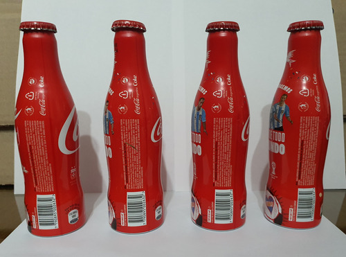 4 Botellas Vacías Coca Cola Aluminio Mundial Brasil 2014-(2) (Usado)