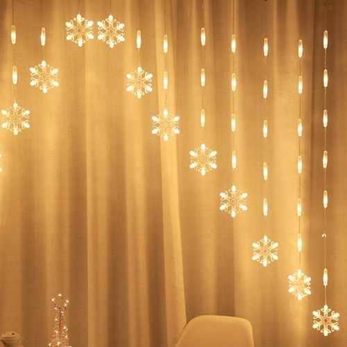 Cortinas Serie Luces Navidad Copo De Nieve Usb 8 Modos Led