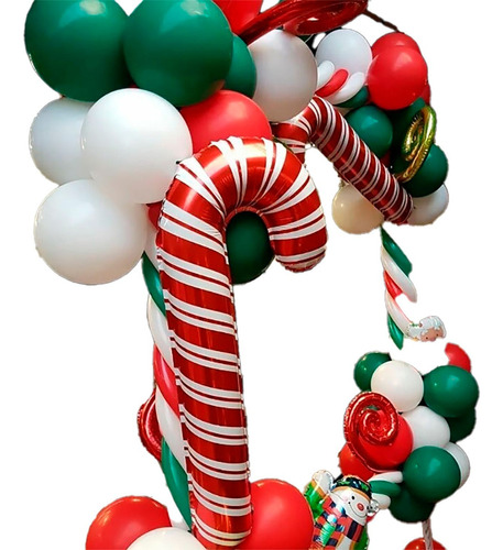 Globo Baston Caramelo De Navidad 84x39cm Paquete X 6 Units