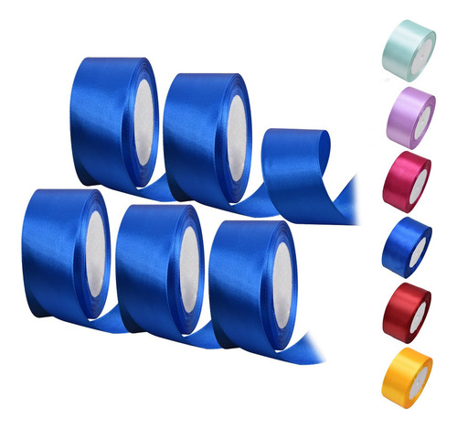 . - De 5 Rolos De Fita De Cores De Decoração De Cetim 4 Cm 1