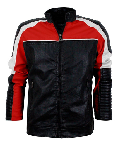 Chamarra Hombre Biker Vinipiel Tipo Carrera Roosevelt 64