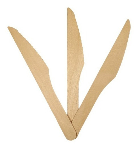 Cuchillos De Madera Bamboo Dentados De 17cm X 25 Unidades Color Marrón Claro