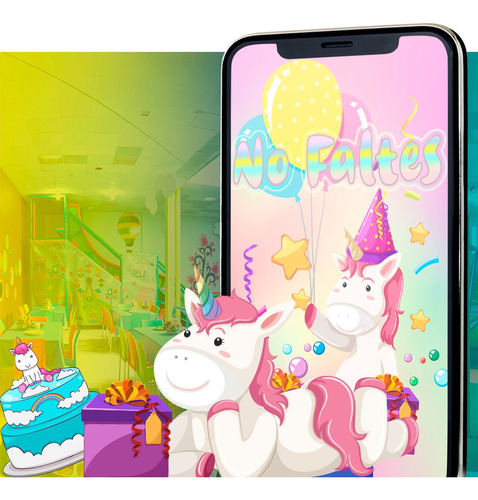 Video Invitación Digital De Unicornio Mágico De Colores Para