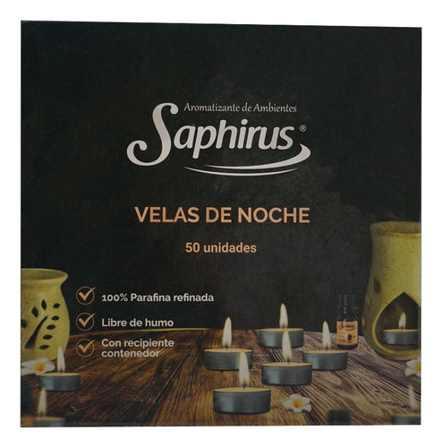 Velas De Noche Saphirus Parafina Sin Perfume Pack X50u