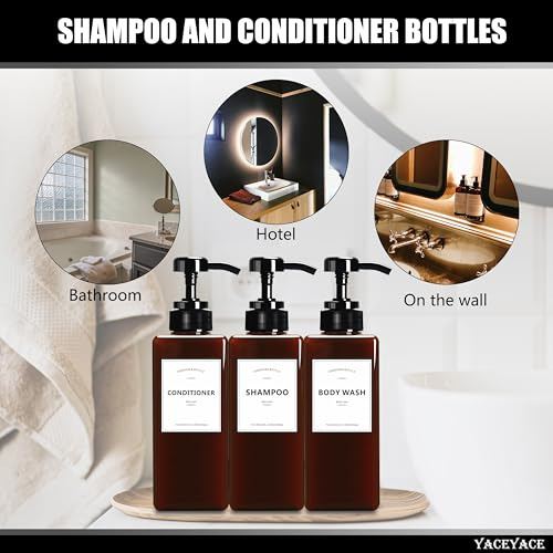 Botellas Para La Ducha Con Bomba, Yaceyace Juego De 3 Botell