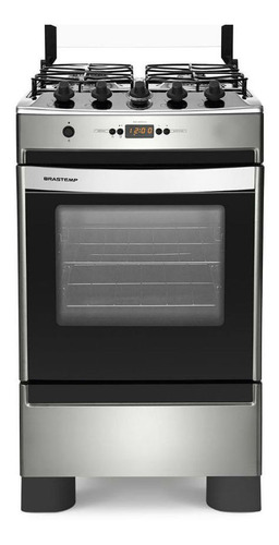 Fogão Brastemp 4 Bocas Cor Inox Com Timer Digital - Bfo4tar