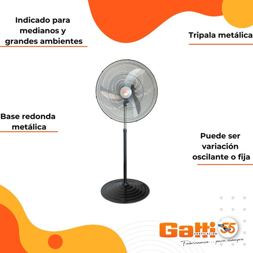 Imagen 5 de 9 de Ventilador Semi Industrial Pie 27(67,5 Cm) Gatti Ventilación