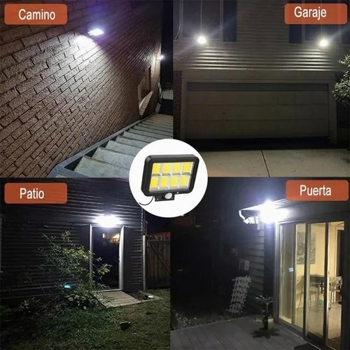 Lâmpada De Parede Solar Externa 120 Cob Com Sensor