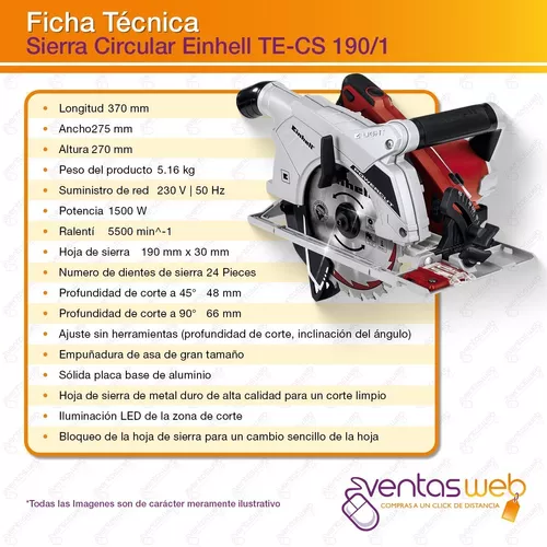 Sierra Circular TE-CS 190/1 - Herramientas Einhell
