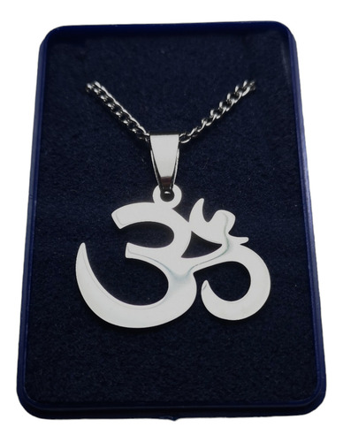 Dije Simbolo Om Hindu Infinito C/ Cadena Todo Acero Quirurgi Color Plateado