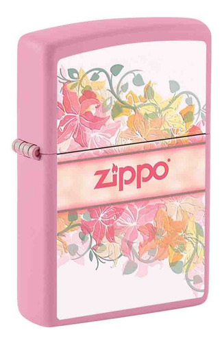 Encendedor Zippo Rosa Diseño De Flores Con Logo Zippo