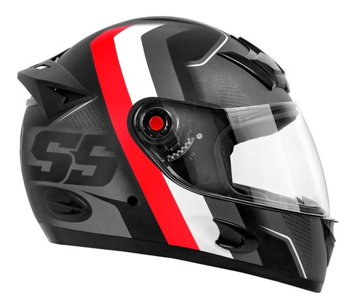 Capacete Moto Fechado Mixs Mx5 Super Speed Fosco / Brilhante Tamanho Do Capacete 60 Cor Cinza/vermelho-fosco