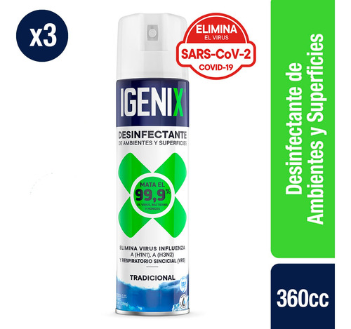 Igenix Pack 3 - Desinfectante En Aerosol Tradicional