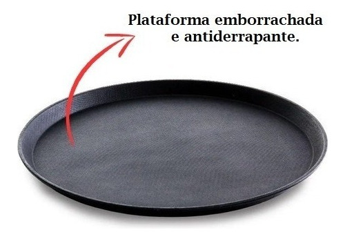 Kit 4 Bandeja Profissional De Garçom Antiderrapante Redonda