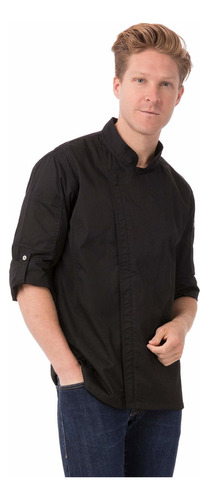 Chef Works Abrigo De Chef Hartford Para Hombre, Negro -