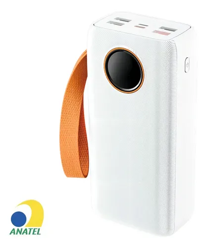 Power Bank Carregador Portátil Com Cabo Display Turbo Boyu Cell Preto 30.000mah Branco