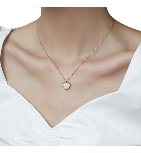 Cyber Off! Collar Corazón Blanco 18kt Ojo De  Gato - 1003o