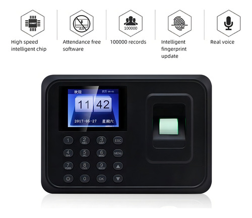 Relógio Ponto Digital Biométrico Mdk-300 Exportação Usb Preto