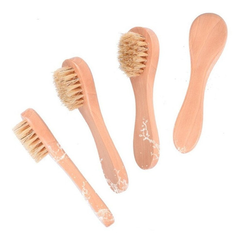 Imagen 5 de 9 de Cepillo Facial Mango Madera Exfoliante Cerdas Naturales Full