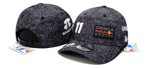 Gorra Red Bull Racing F1 Edición Especial México Checo Perez Negro/blanco Ajustable Rayas