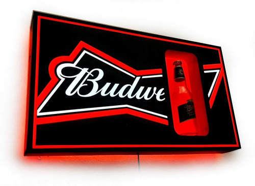 Cartel Luminoso Led Budweiser Con Lata/botella Deco Bar