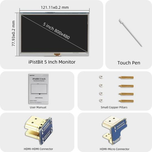 Pantalla Ipistbit 5 Raspberry Pi, Monitor De Pantalla Táctil