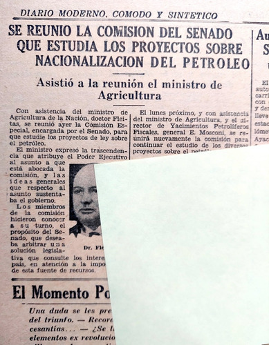 1929 Ley De Nacionalización Del Petroleo Proyecto Sancion