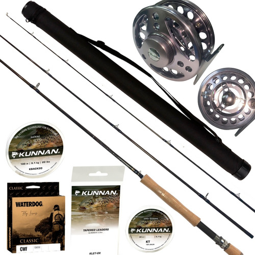 Equipo Fly Cast Caña Impreza #6 + Reel 5/6 Completo Linea Trucha Tararira Doradillos Completo 