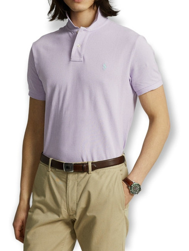 Camiseta Chomba Polo De Pique Rosa Custom Fit Importado