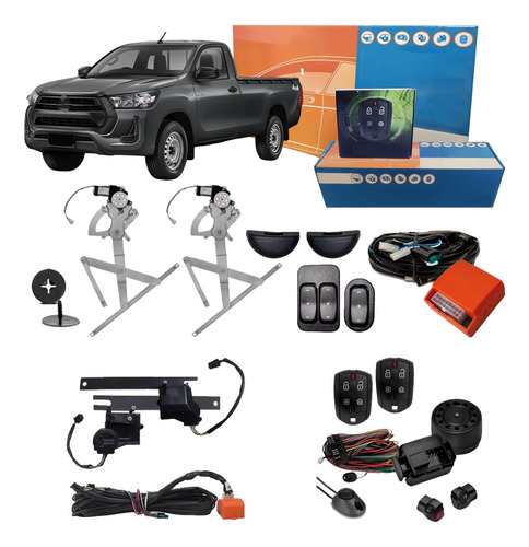 Kit Vidro Hilux 2021 Cabine Simples + Trava Tragial + Alarme