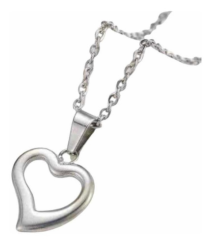 Collar De Acero Inoxidable Con Colgante Corazón Color Plata