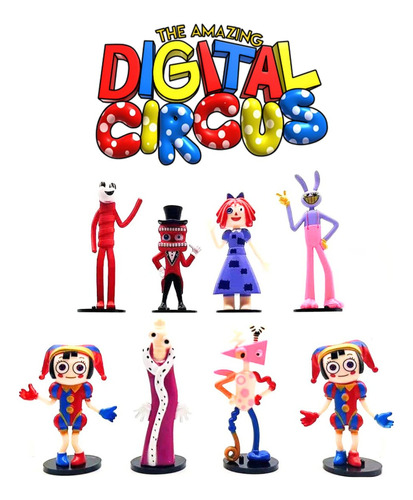 Kit 8 Bonecos Circo Digital Circus Brinquedos Colecionáveis 