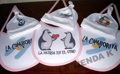 Imagen 5 de 10 de Combo Babero Y Gorritos Kirchneristas Peronistas Pingüinos