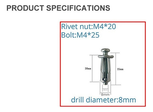 Tuerca De Pétalo De Tornillo Expansión Pared Suave 4x25mm