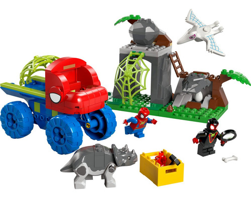 LEGO® Marvel Spidey y sus Sorprendentes Amigos Vehículo Todoterreno Dinosaurio y Equipo Spidey al Rescate 11199; auto de juguete 4+