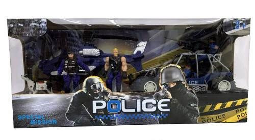 Policia Playset 6 Con 4 Figuras Y Accesorios En Caja
